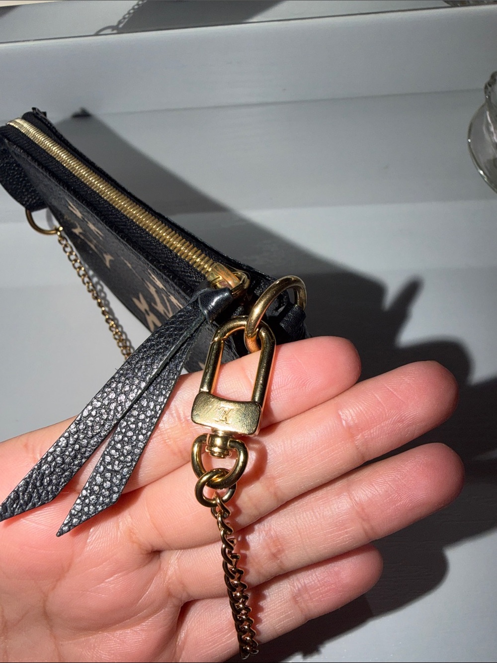 Louis Vuitton Black and Gold Mini Pochette Bag with Chain - Picture 3 of 8